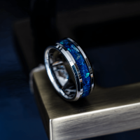 minimalist blue opal abalone ring