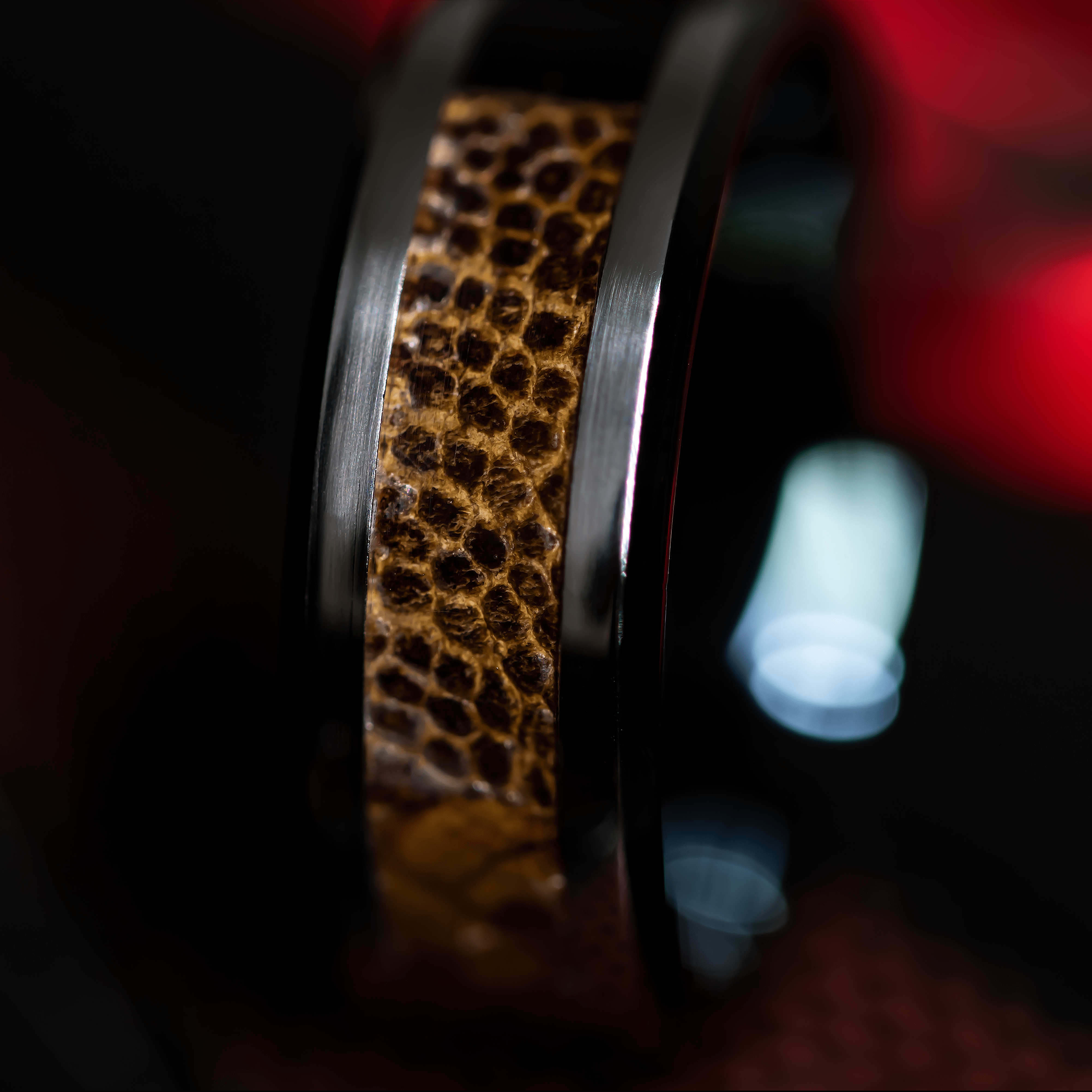 reptile leather handmade ring