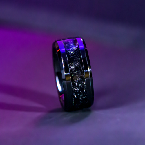 Carbon Fiber Nanotech Ring | Futuristic Black Wedding Band