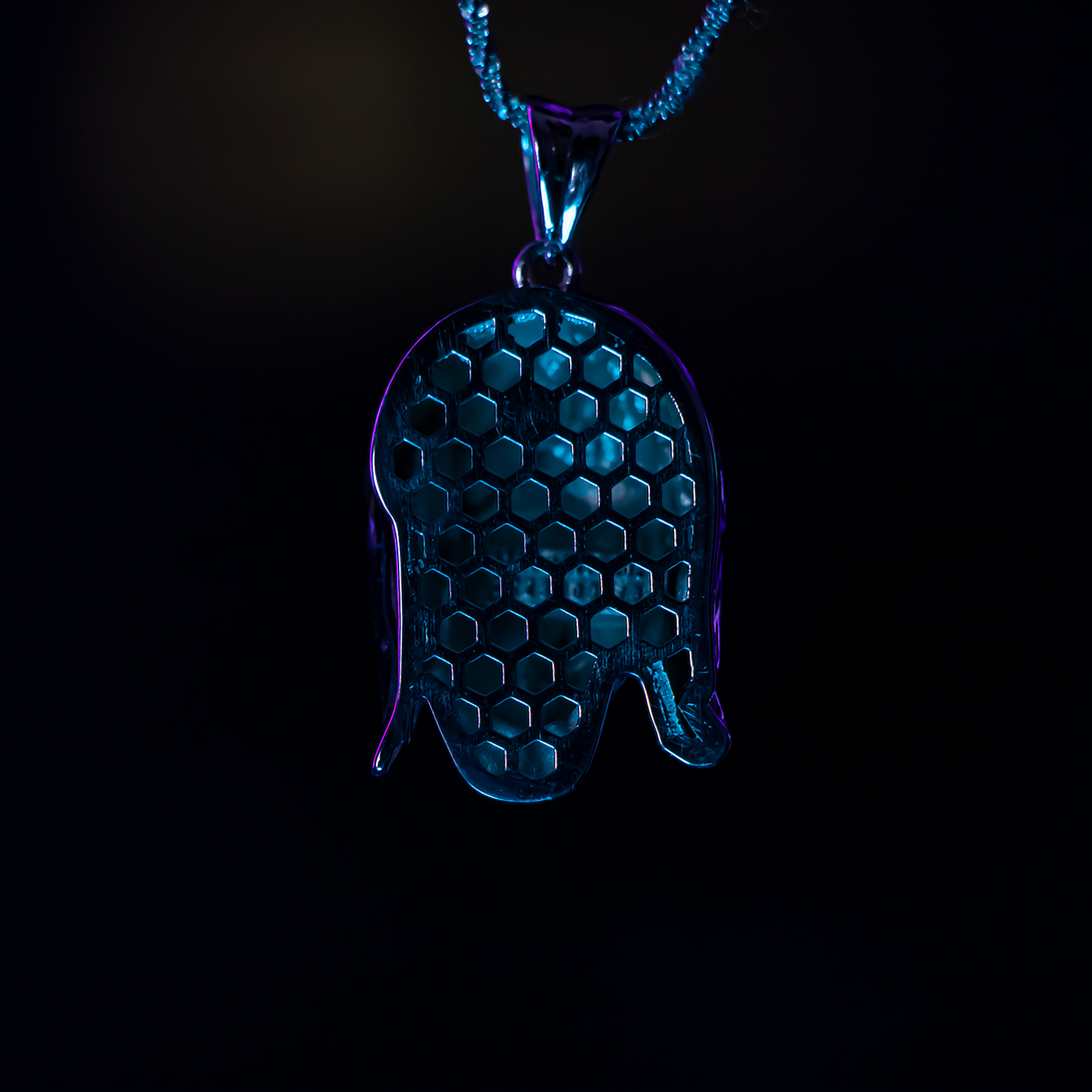 Cyber Mary Pendant | Futuristic Cyberpunk Inspired Black Opal Necklace