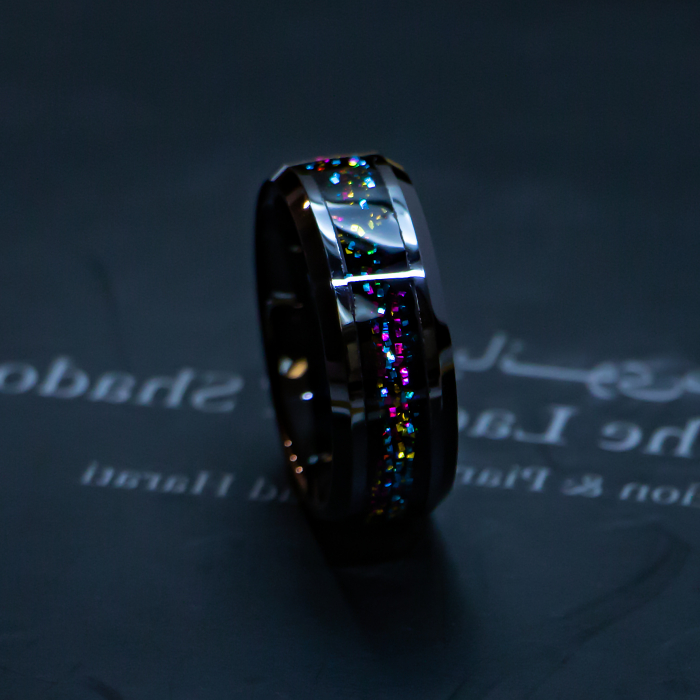 Colorful wedding band The pixel mosaic ring